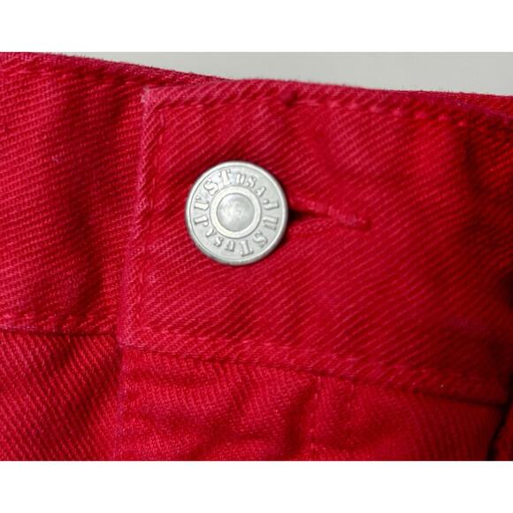 Rare 90 JUST USA Red High Waist Straight Leg Jeans Sz 9 ~ 27” Waist Made in USA - Picture 5 of 12